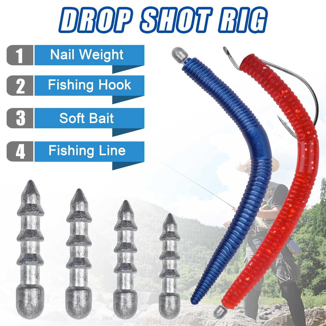 60PCS Nail weights Worm Fishin - Fishing Lure Accessories のレビューと価格