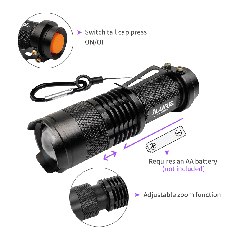 Mini UV Flashlight 395nm Ultra - Fishing Lure Kit のレビューと価格
