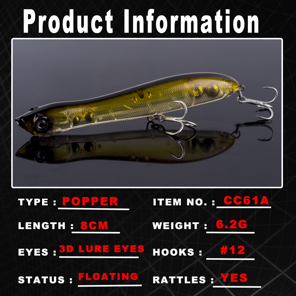 AYWFISH 8CM 6.2G Baby Popper F - Fishing Lure Popper のレビューと価格